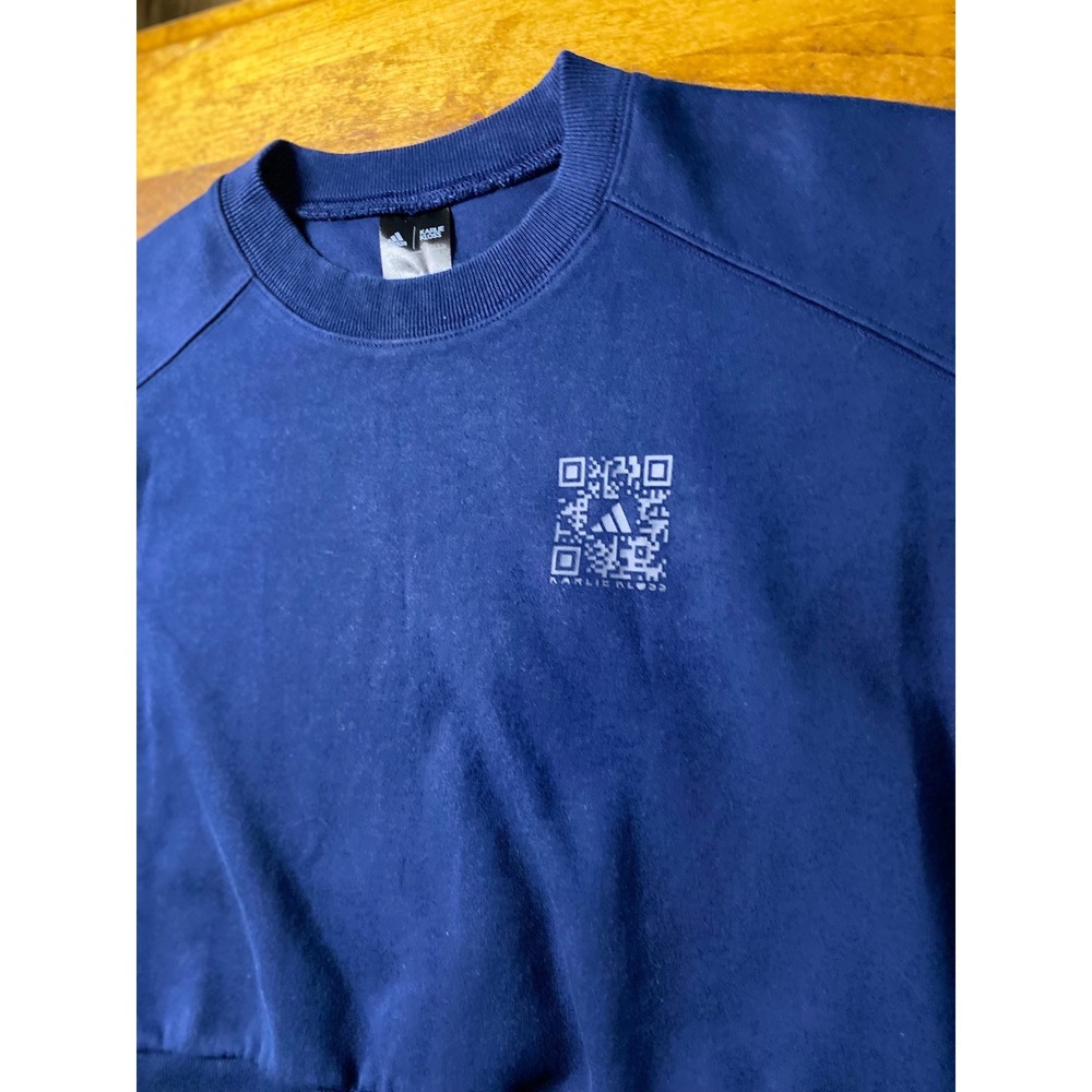 Adidas Karlie Kloss Navy Blue Cropped Sweatshirt Wide Ribbed Hem S - Picture 4 of 11